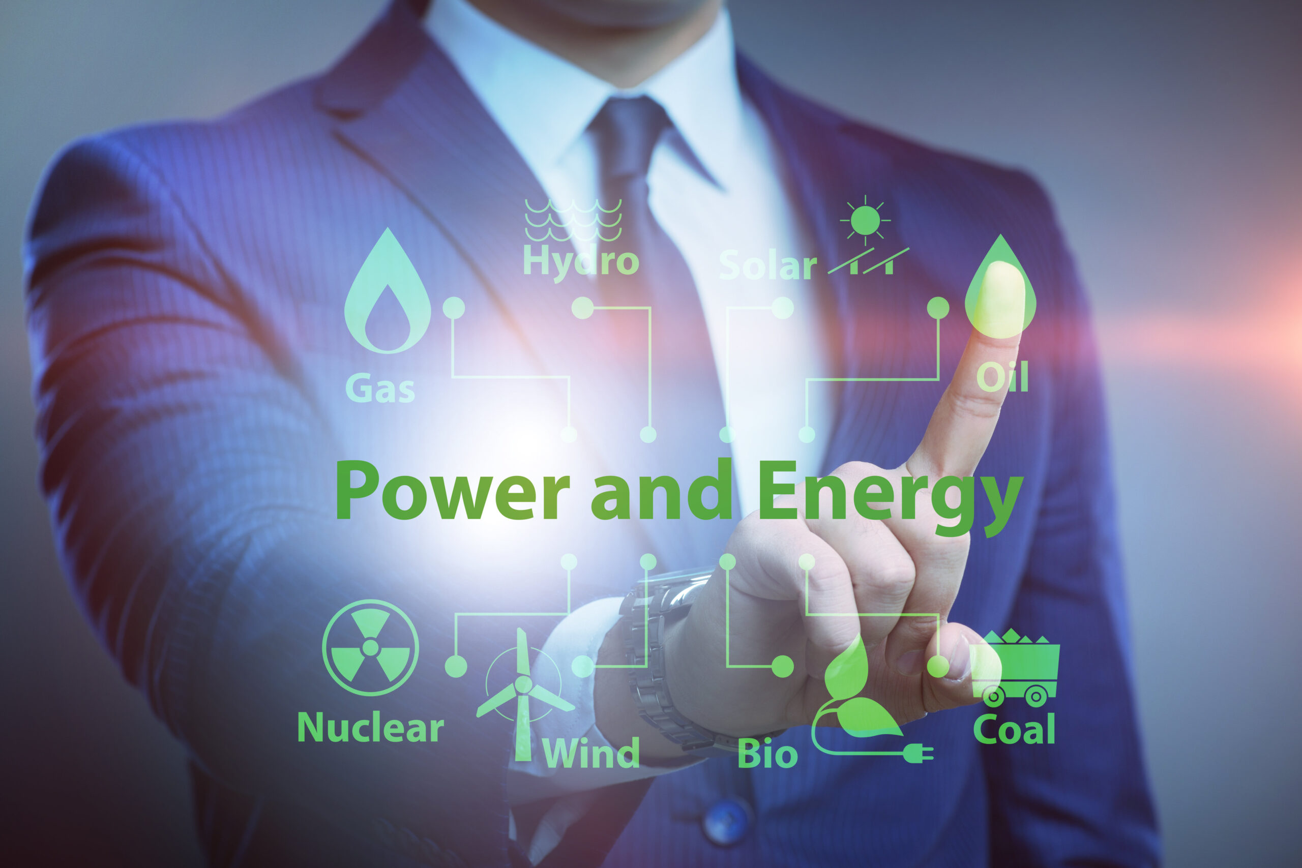 The energy mix concept with businessman